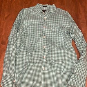 J. Crew Ludlow micro gingham green medium dress shirt